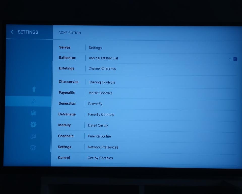 A professional, well-lit screenshot of an IPTV player's configuration settings interface. The display shows various options laid out in a clean, intuitive design. Prominent settings include server connection details, channel list management, parental controls, and network preferences. The interface conveys a sense of control and customization, reflecting the needs of a tech-savvy user setting up their IPTV service. Realistic textures, lighting, and UI elements create a sense of depth and realism. The overall mood is one of functionality and user-friendliness, suitable for an instructional guide on IPTV setup. A professional, well-lit screenshot of an IPTV player's configuration settings interface. The display shows various options laid out in a clean, intuitive design. Prominent settings include server connection details, channel list management, parental controls, and network preferences. The interface conveys a sense of control and customization, reflecting the needs of a tech-savvy user setting up their IPTV service. Realistic textures, lighting, and UI elements create a sense of depth and realism. The overall mood is one of functionality and user-friendliness, suitable for an instructional guide on IPTV setup.