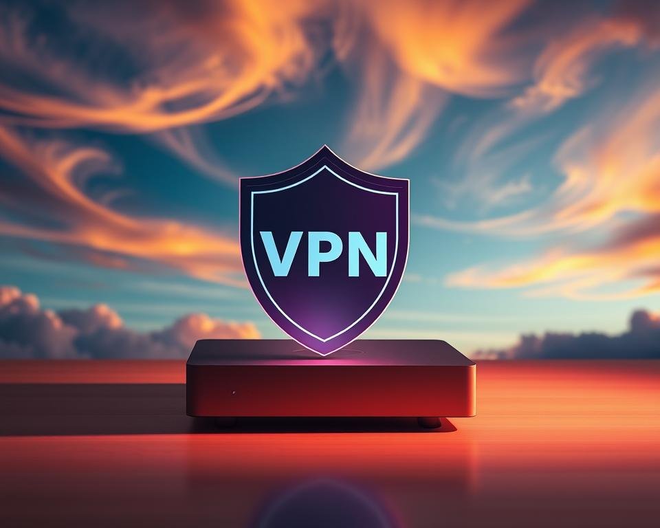 A serene and secure digital landscape, where a VPN shield wraps around a streaming device, guarding it from prying eyes. Soft lighting illuminates the scene, casting a warm glow on the sleek, modern technology. In the background, wispy clouds drift across a vibrant sky, symbolizing the freedom and flexibility of protected online content consumption. The composition evokes a sense of trust, privacy, and uninterrupted entertainment, essential elements for the discerning IPTV subscriber. A serene and secure digital landscape, where a VPN shield wraps around a streaming device, guarding it from prying eyes. Soft lighting illuminates the scene, casting a warm glow on the sleek, modern technology. In the background, wispy clouds drift across a vibrant sky, symbolizing the freedom and flexibility of protected online content consumption. The composition evokes a sense of trust, privacy, and uninterrupted entertainment, essential elements for the discerning IPTV subscriber.