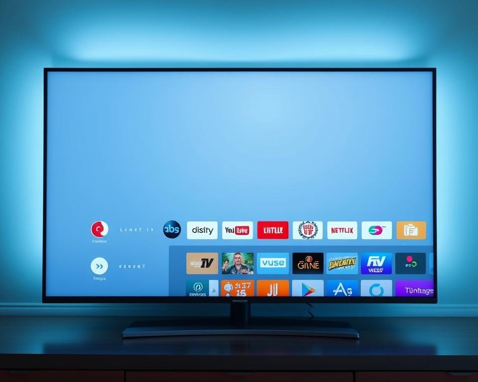 A sleek, modern smart TV interface with limited customization options, displayed on a high-resolution screen. The minimalist layout features a grid of app icons, with a sparsely populated menu bar at the top. The user's interaction is constrained by the pre-defined layout and lack of advanced settings. The overall impression is of a polished but restrictive user experience, highlighting the limitations of a standard smart TV platform compared to a dedicated IPTV Android box. Soft, directional lighting illuminates the screen, creating a sense of professionalism and functionality. A sleek, modern smart TV interface with limited customization options, displayed on a high-resolution screen. The minimalist layout features a grid of app icons, with a sparsely populated menu bar at the top. The user's interaction is constrained by the pre-defined layout and lack of advanced settings. The overall impression is of a polished but restrictive user experience, highlighting the limitations of a standard smart TV platform compared to a dedicated IPTV Android box. Soft, directional lighting illuminates the screen, creating a sense of professionalism and functionality.