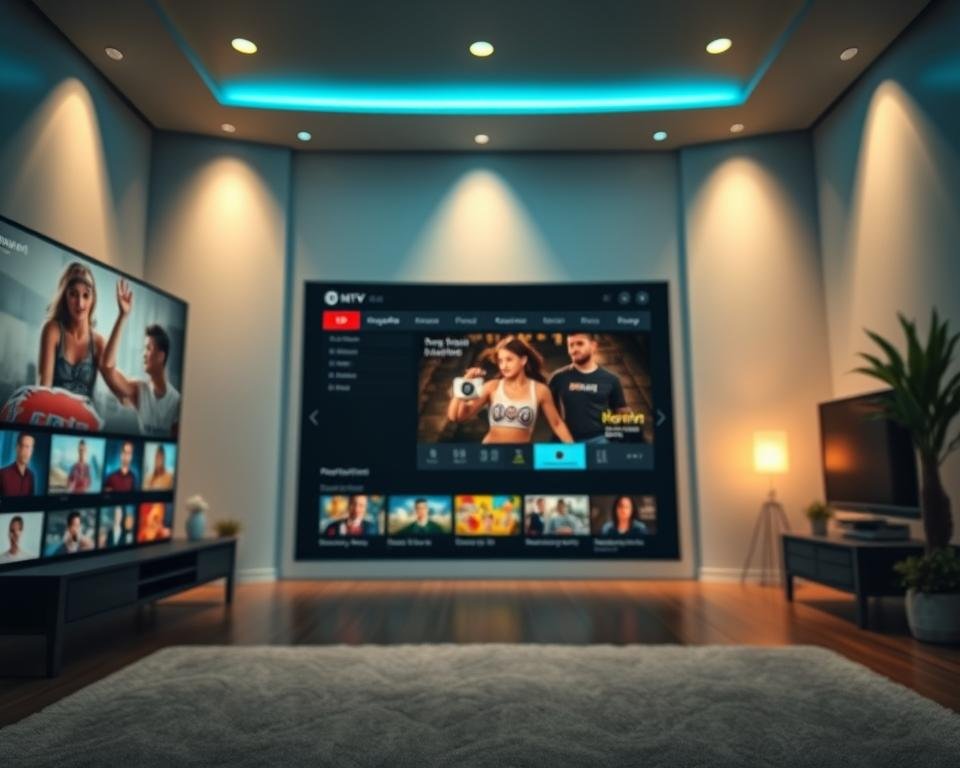 A visually stunning and user-friendly TV subscription interface, showcasing a sleek and modern design. The foreground features a clean, intuitive layout with large, high-definition channel thumbnails neatly arranged. The middle ground displays a comprehensive program guide with easy-to-navigate menus, allowing seamless browsing and selection. In the background, a soft, ambient lighting creates a relaxing atmosphere, complementing the overall aesthetic. The interface exudes a sense of reliability and dependability, reflecting the trustworthiness of the live TV service. The scene is captured with a wide-angle lens, emphasizing the breadth and depth of the content available, inviting the user to explore the vast array of live TV channels.