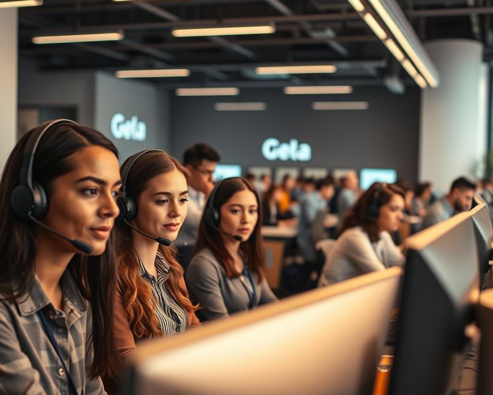 A well-lit, modern office setting with a team of diverse customer support professionals, each intently focused on their computer screens. In the foreground, a group of agents wearing headsets and business casual attire, their faces conveying a sense of empathy and dedication as they assist customers. The middle ground features a larger group of agents in a collaborative workspace, working together seamlessly to address inquiries. The background showcases a sleek, minimalist design with subtle branding, creating an atmosphere of professionalism and efficiency. Warm, diffused lighting illuminates the scene, and the camera angle suggests a dynamic, bird's-eye perspective, capturing the round-the-clock dedication of the support team. A well-lit, modern office setting with a team of diverse customer support professionals, each intently focused on their computer screens. In the foreground, a group of agents wearing headsets and business casual attire, their faces conveying a sense of empathy and dedication as they assist customers. The middle ground features a larger group of agents in a collaborative workspace, working together seamlessly to address inquiries. The background showcases a sleek, minimalist design with subtle branding, creating an atmosphere of professionalism and efficiency. Warm, diffused lighting illuminates the scene, and the camera angle suggests a dynamic, bird's-eye perspective, capturing the round-the-clock dedication of the support team.