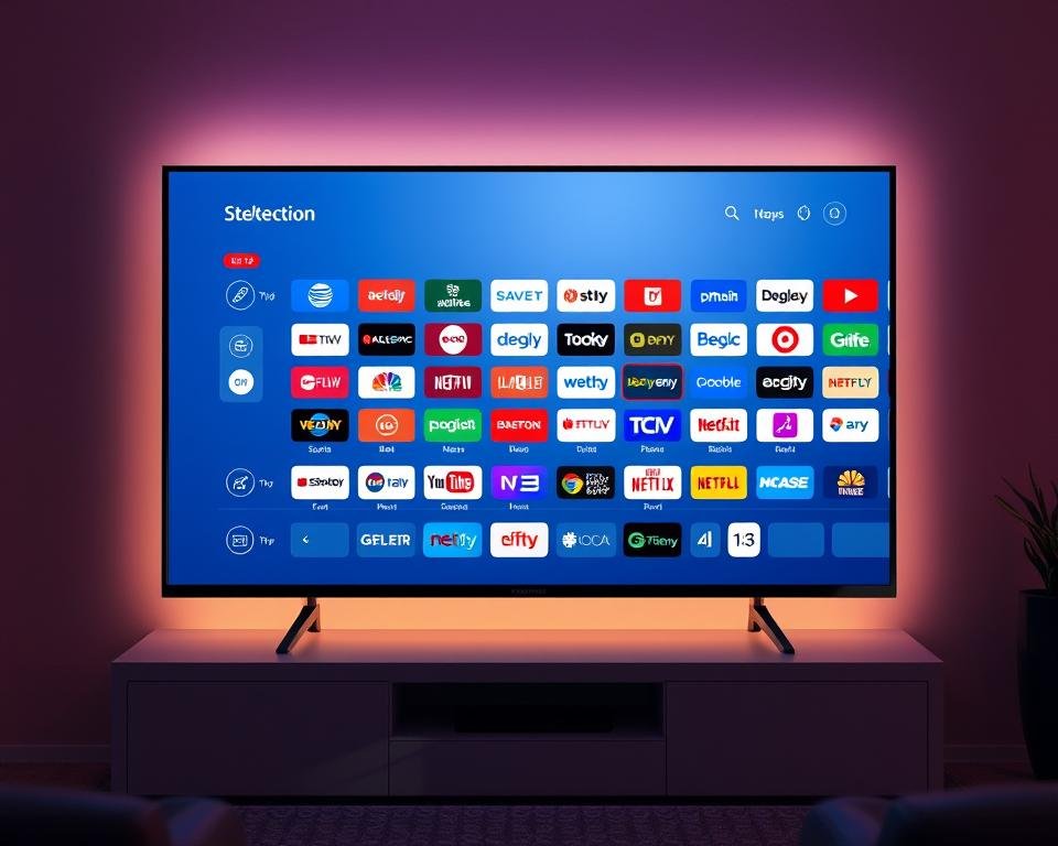 An IPTV channel selection guide displayed on a modern, minimalist smart TV screen. The interface features a grid of colorful channel logos and icons, with a clean and intuitive layout. The screen is bathed in a soft, warm lighting, creating a cozy and inviting atmosphere. The channels are organized by categories such as sports, news, movies, and entertainment, making it easy for the user to navigate and find their desired content. The overall design is sleek, responsive, and visually appealing, reflecting the high-quality IPTV service being offered. An IPTV channel selection guide displayed on a modern, minimalist smart TV screen. The interface features a grid of colorful channel logos and icons, with a clean and intuitive layout. The screen is bathed in a soft, warm lighting, creating a cozy and inviting atmosphere. The channels are organized by categories such as sports, news, movies, and entertainment, making it easy for the user to navigate and find their desired content. The overall design is sleek, responsive, and visually appealing, reflecting the high-quality IPTV service being offered.